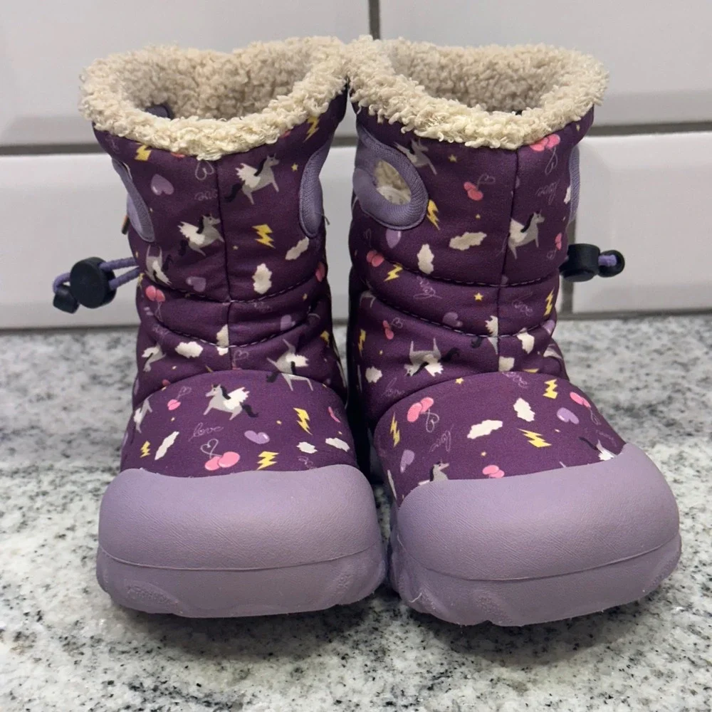 Bogs Kids Infants 7 Unicorn Lightning Cloud Purple Waterproof Winter Boots Snow‎
